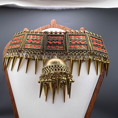Afghan kuchi coral color inlay - afghan,